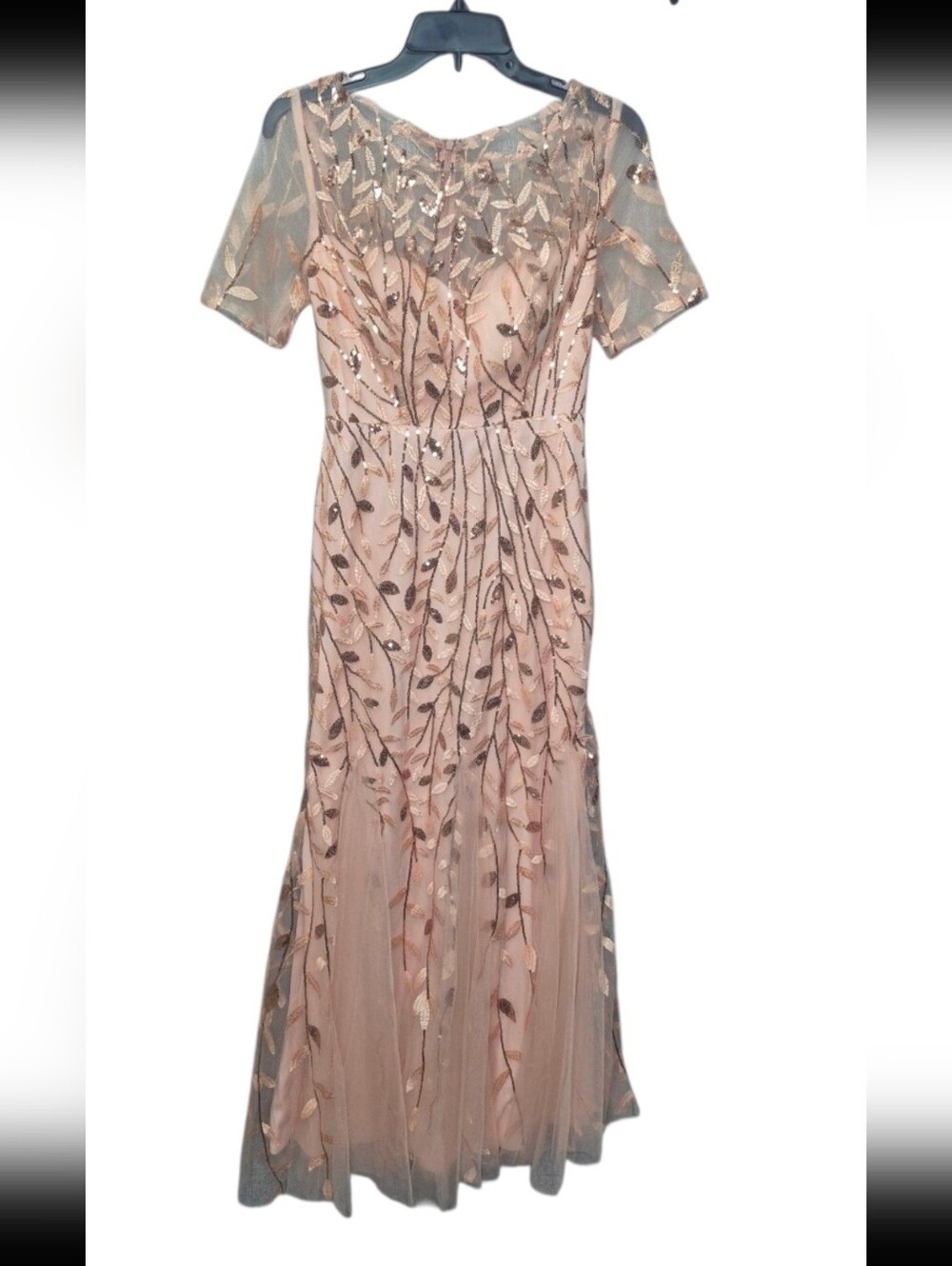 Source Unknown Rose Gold Embroidered Evening Dress